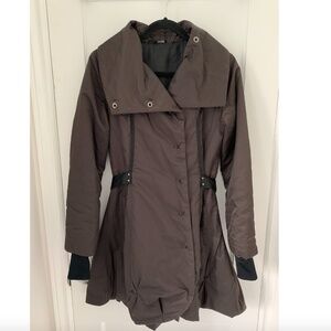 Full Circle long brown nylon coat - size S